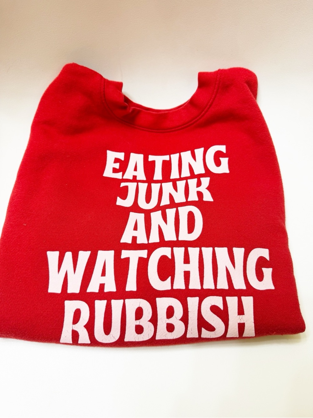 the wishing elephant | home alone eating junk watching rubbish red sweatshirt s